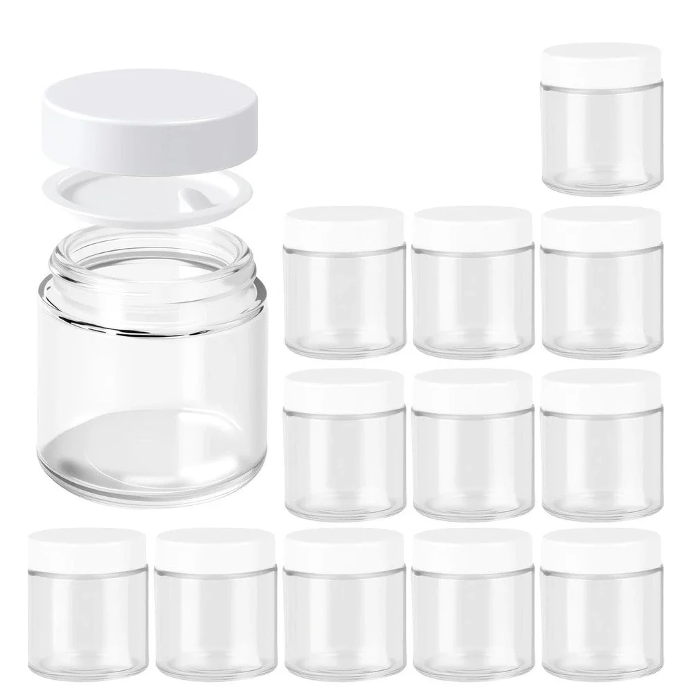 173 Pack Clear Plastic Jars White Screw Lids Small Cosmetic Balm Sample